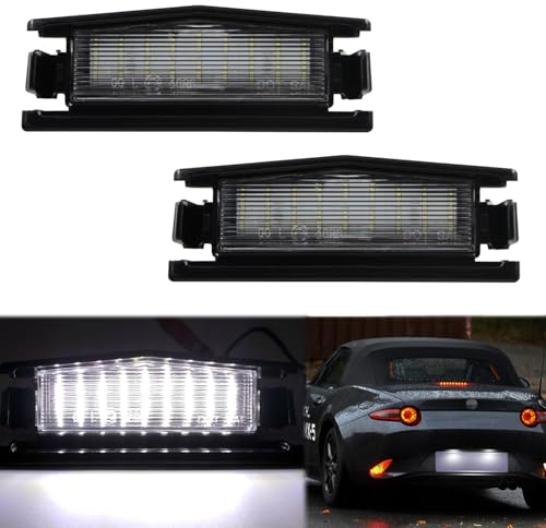 BHZNGD Number Plate Lights,2pcs Error Free LED License Plate Light Compatible with Mazda 2 MX-5 Miata 2016-2021 Rear Tag Lamps,OEM # D09H-51-270