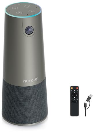 Nuroum C46 4K Conference Webcam with Microphone and Speaker, 8MP CMOS/120° FOV/5x Zoom/AI Auto Framing, 16ft Voice Pickup Video Conference Camera Speakerphone, for Zoom/Teams/GoogleMeet