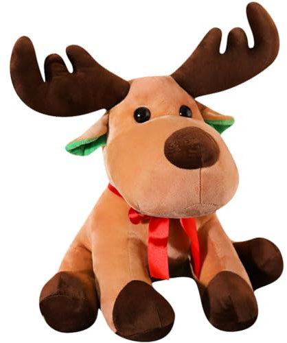 MOPQMKT Rentier Deko Figuren 25CM Weihnachten Plüschtier Stofftier Weihnachtliches Elch-Puppen-Spielzeug Weihnachtsfiguren Weihnachts Elch Angefülltes Tier-Puppen