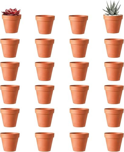 SZKKQKJ Lot de 24 Pots de Fleurs en Terre Cuite (3,5 x 3 cm), Mini Pots de Fleurs en Terre Cuite avec Trou de Drainage, pour la décoration intérieure et extérieure, réutilisables