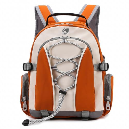 Outplea Zaino da Escursionismo 10L Piccolo per Bambini, Zainetto Bimbo Impermeabile, Zaino Scuola Elementare Bambino Leggero, Borsa da Viaggio Sportivo Montagna, Arancia