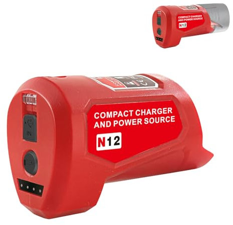 Adapter for Milwaukee 12V M12 Battery for 12V Heated Jacket,USB Output DC 12V Outlet for 12V Heated Jacket,Type-C Input Charing for Milwaukee 12V Battery