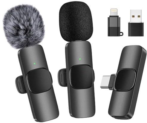 Wireless Microphone for iPhone/iPad/Android Phone/Computer, Intelligent noise reduction, accurate sound reception, Suitable for Video Recording, Live Broadcast, Tiktok, YouTube and Interview