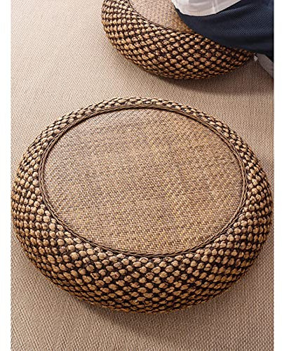 Tapis japonais en paille tissée naturelle pour sol, salon, baie vitrée, 40,6 cm de diamètre, couleur bronze