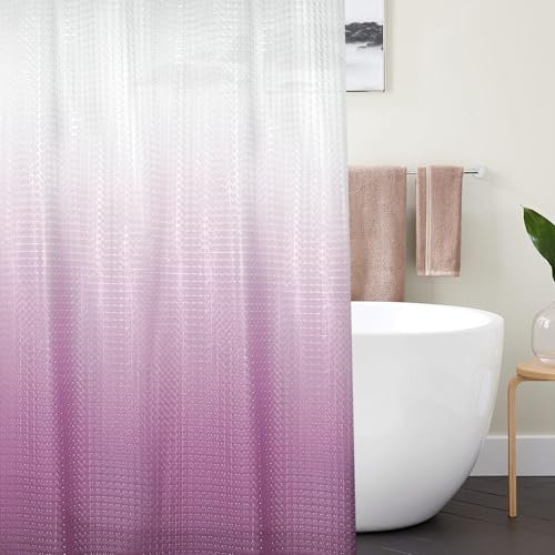 LEMON CLOUD Rideau Douche - PEVA Imperméable, Coupe-Vent, Résistant au Froid, Aimants Lestés au Bas, avec Anneaux de Rideau de Douche, Violet Dégradé, 183 x 183 CM