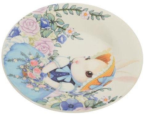 Homoyoyo Set Di Piatti Pasquali in Ceramica Con Coniglietto - 6 Piatti Rotondi Da Insalata e Dessert - Ideali Per Feste e Occasioni Speciali Design Colorato e Festoso