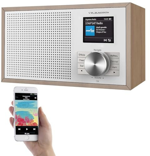 VR-Radio DAB+ Stereo: Digitales DAB+-Radio, 2,4/6,1-cm-Farbdisplay, Versandrückläufer (DAB Nostalgie, Retro Design, Uhr)