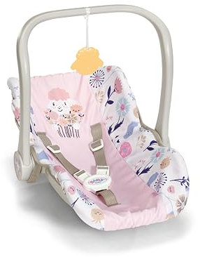 BABY born Babyschale für Puppen mit Blumenmotiv und schwenkbaren Tragegriff und 3-Punkt-Gurt, für 36 cm und 43 cm große Puppen, 838518 Zapf Creation