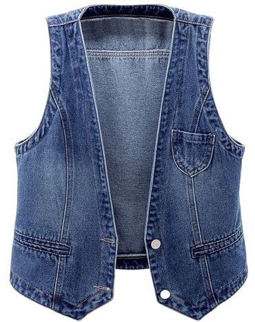 Herren-Denim-Weste, ärmellos, Western-Cowboy, Retro, Knopfleiste, Jeansweste, Jacken, Glitzer