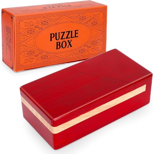 Impossible Mystery Puzzle Box, geheimer Öffnungsmechanismus, versteckte Schubladenherausforderung (Rot)
