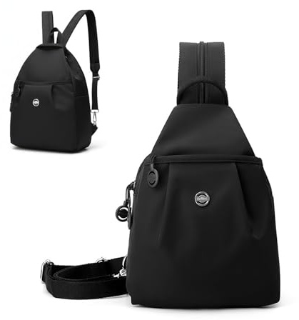 2 in 1 Rucksack Unisex Klein – Handtasche & Crossbody Bag in Einem, Leichter Wasserdichter Schulterrucksack aus Oxford-Gewebe, Umwandelbare Brusttasche für Damen & Herren, Arbeit, Reisen & Alltag