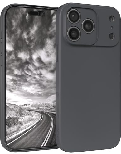 EAZY CASE - Silikonhülle für iPhone 17 Pro Max Hülle Silikon Case Grau weich stoßfeste Handyhülle Schutzhülle mit Kameraschutz Dünn Premium Schutz Cover TPU Phone Bumper in Anthrazit Matt