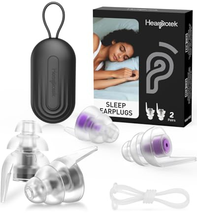 Hearprotek Bouchon d'oreille pour dormir,2paires 36dB bouchons doreilles sommeil anti bruit ronflement-Réutilisables et confortables protection bouchons d'oreilles moto concert avion(Bleu & Pourpre)