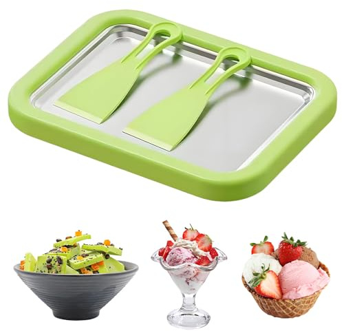 SKJJM Kit de Máquina de Helado Enrollado, Heladera Instantánea, Plancha para Hacer Helados con 2 Espátulas, Máquina de Helado Enrollado Casero DIY para Gelato Sorbete Yogur