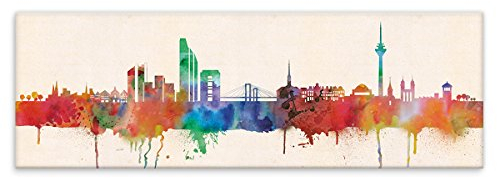 Kunstbruder Skyline Wandbild Städte Color 30x90cm Düsseldorf - Kunst Druck auf Leinwand