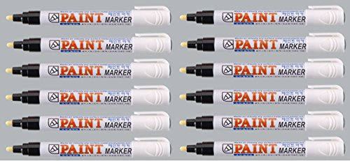 Hainenko Black Permanent Paint Markers Industrial Strength Universal Surface Pens X 12