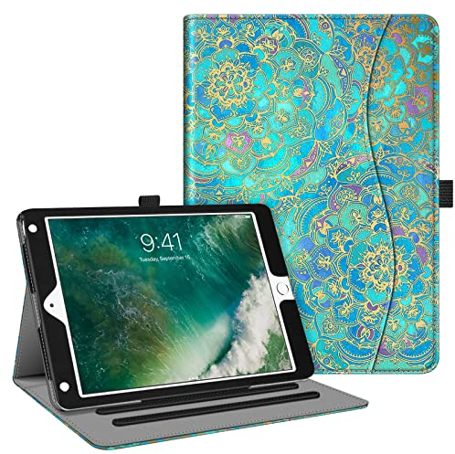 Fintie Hülle für iPad 9.7 Zoll 2018 2017 / iPad Air 2 / iPad Air - [Eckenschutz] Multi-Winkel Betrachtung Folio Stand Schutzhülle Case mit Dokumentschlitze, Auto Sleep/Wake, Jade