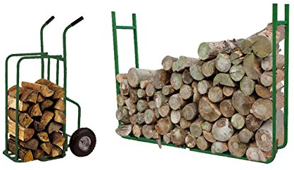 Holzablage, Holzstapel Regal, Stapelhilfe, Breite variabel mit Sackkarre für bis zu 250 kg