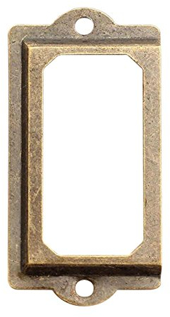 Seawang 12Pcs Antique Brass Metal Label Pull Frame Handle File Name Card Holder