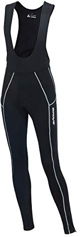 Airtracks Herren Winter Thermo Fahrradhose Lang mit Trägern Pro Trägerhose Fahrrad Hose Radhose Radlerhose Gepolstert Warm - schwarz-Silber - L