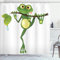 ABAKUHAUS Tier Duschvorhang, Frosch auf Zweig Dschungel, Stoffliches Gewebe Badezimmerdekorationsset mit Haken, 175 x 220 cm, Grün Weiß Gelb