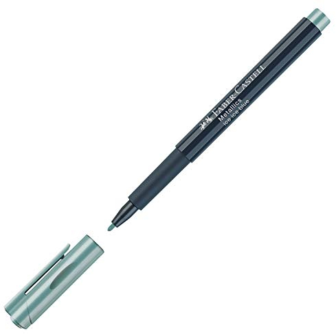 FABER-CASTELL 160792 - Metallics Marker mit Faserspitze, 1,5 mm Strichstärke, für viele Oberflächen geeignet, mit Metalliceffekt Ice Blue in hellblau