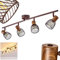 Deckenleuchte Arjen, Deckenlampe aus Metall/Holz in Rost/Braun, 4-flammig, mit verstellbaren Strahlern, 4 x E14 -Fassung, Spot im Retro/Vintage Design, ohne Leuchtmittel
