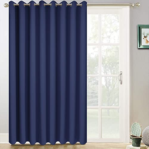 Yakamok Verdunkelungsvorhänge für Terrassen, 254 x 213 cm, für Schiebetür, extrabreite Verdunkelungsvorhänge, wärmeisoliert, Raumteiler mit Ösen, 2,1 m hoch, 2,5 m breit, Violettblau