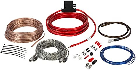 Scosche Install Centric ICAK8 True 8 Gauge Hybrid OFC 2-Channel High Current Amplifier Wiring Kit Complete Car Amp Kit Twisted Pair Audio Cables, In-Line Fuse Holder