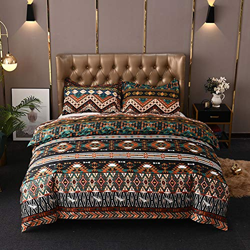 Nyescasa Böhmisch Bettwäsche 135x200 cm 4teilig Bohemian Bettbezüge Geometrisch Muster Indisch Ethnisch Bettdeckenbezug Prämie Mikrofaser Bettwäsche Einzelbett Braun Bettbezug