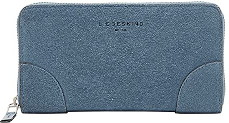 LIEBESKIND Berlin Audre Suede Sally Geldbörse, Retro Denim, Large (HxBxT 9.4cm x18.8cm x2.0cm)