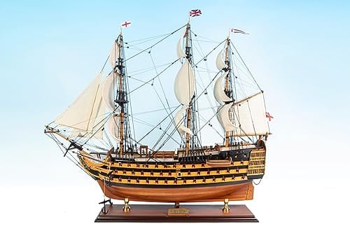 Seacraft Gallery HMS Victory Modellschiff aus Holz, handgefertigt, 74,9 cm, bemalt, montiert, Modellschiff aus Holz – British Navy Royal History – Modell Navy Ships – HMS Victory Model Ship