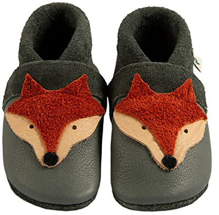 Pantolinos Krabbelschuhe Tiere aus Ökoleder Made in Germany Lauflernschuhe als Geschenk für Jungen & Mädchen Babyschuhe aus Leder weiche Lederpuschen Schlupfschuhe Hausschuhe