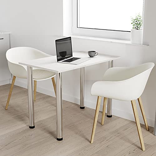 AKKE mikon 90x60 | Esszimmertisch - Esstisch - Tisch mit Chrombeinen - Küchentisch - Bürotisch | White Craft