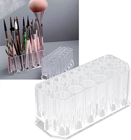 Agatige Make-up-Pinselhalter-Organizer, 26 Löcher Acryl-Nagelpinsel-Stift-Display-Halter Make-up-Finger-Nagelkunst-Werkzeug-Organizer für Nageltisch, Badezimmer-Eitelkeit, Nagelstudio
