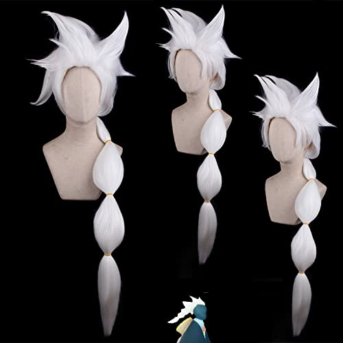 Wig for Perfect for everyday parties Sky Light Yu Cos Wig Ears Ancestor Light Child Rainforest Keel Kakashi Pleurotus Sakura Color: Pl-849-16 Light Yu Keel Pure White