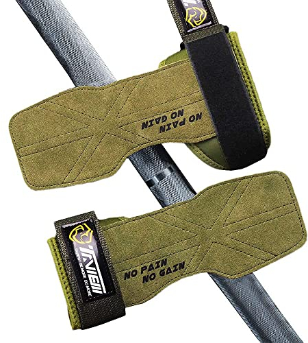 TAVIEW Premium Gewichtheber-Handgelenk-Haken, Gurte für maximale Griffunterstützung, Kreuzheben-Handschuhe und Griffpolster, Alternative für Fitnessstudio, Kreuzheben und Shrugs, (1 Paar) Grün