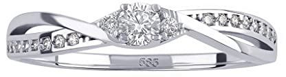 SILVEGO Damen Ring aus Weißgold 14 Karat 585 Brilliance Zirconia Verlobungsring (52 (16.6))