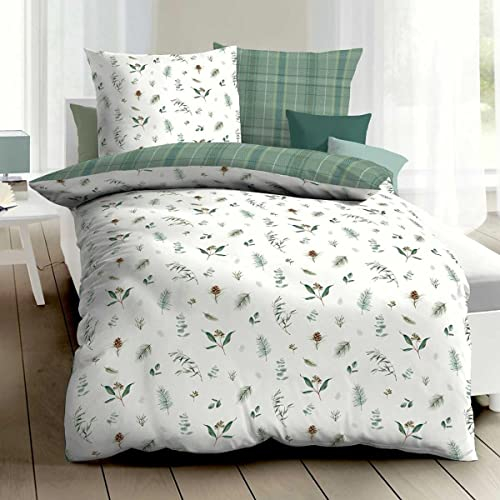 Kaeppel Wendebettwäsche Winter Greens Feinbiber grün Größe 1x 135x200 cm + 1x 80x80 cm