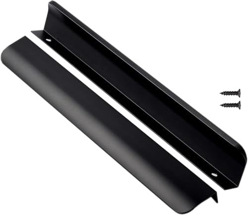 SYZOW 6 Stück 300mm Schwarz Möbelgriffe Schrankgriffe Aluminium,Modernes Küchengriffe Geschwungener Türgriff Verdeckter Schubladengriff Griffe für Kleiderschrank
