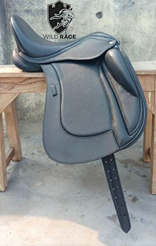 WILD RACE Leather Dressage Double Flap Changeable Gullets Medium Saddle (18)