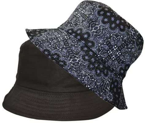 Alsino Anglerhut Fischerhut Sonnenhut Bucket Hat Hut Reversibel Freizeithut Outdoor Wende-Hut Sommermütze Herbst Camping Reisen Wandern - für Damen Herren Kinder, Motiv wählen:Paisley grau