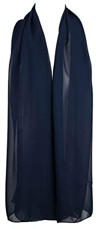 OgLuxe Chiffon-Schal für Damen – atmungsaktiv, weich, seidig, Chiffon-Halstuch, durchsichtig, für Kopf und Hals, leicht, luftig, navy, Einheitsgröße