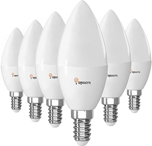 BHMAOYN 12V-24V Bombillas LED E14 C37 Vela,7W Equivalente a 60W Bombillas Halógenas Incandescentes, LED C37 Vela E14 LED Blanca Fría 6000K,No Regulable,Para Candelabros,Lámparas de pared,Paquete de 6
