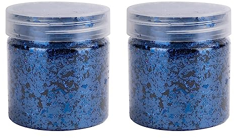 Ideen mit Herz Blattmetall-Flocken | Blattgold-Flakes zum Basteln | 2 Dosen mit je 3g (blau)