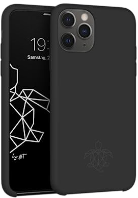 turtleandcase Silikonhülle für iPhone 11 Pro (5,8) - Liquid Silicone Case - Kostenloses Panzerglas - Hochwertiges Silikon Schutz - Kratzfestes Mikrofaserfutter Schutzcase (Schwarz)