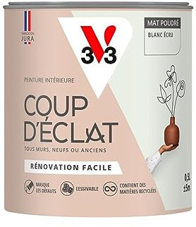 V33 Peinture murale intérieure Coup d'Éclat® Blanc écru Mat Poudré 0,5L