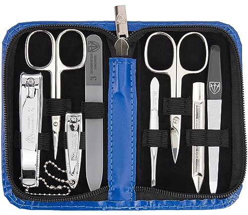 3 Swords Germany - brand quality 8 piece manicure pedicure grooming kit set for professional finger & toe nail care, Made by 3 Swords