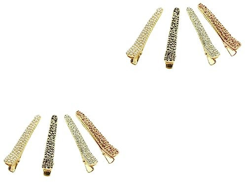 Beavorty 2 Set Di Fermagli Per A Coccodrillo Con Strass E Becco Di Cristallo Per Professionisti Del Salone 4 Pezzi * 2
