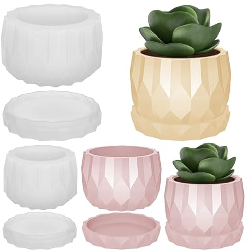 Veciado 2Pcs Silicone Resin Casting Moulds with Lid Candle Molds for Making Decorative Ornament, Candle, Jar, Flower Pot, Soap, Tea, Pen Holder, Jewelry Box